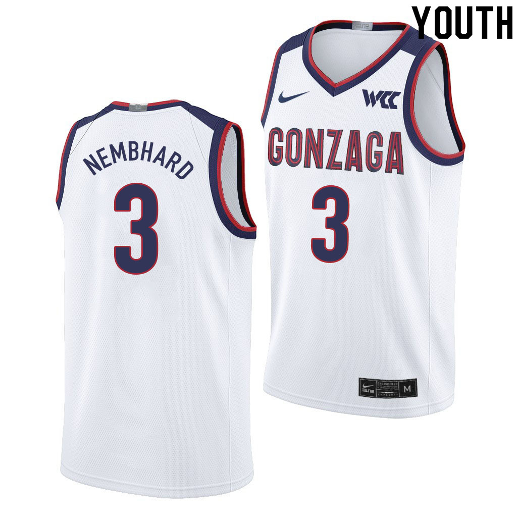 Youth #3 Andrew Nembhard Gonzaga Bulldogs College Basketball Jerseys Sale-White - Click Image to Close